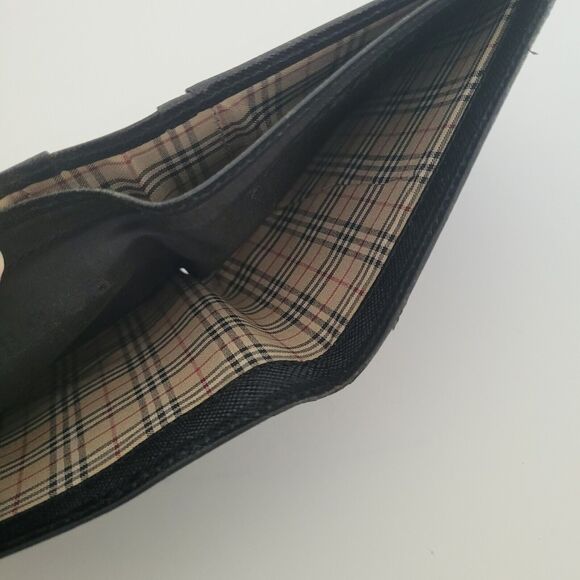 Burberry Men Designer Card Coin Bill Wallet 3in1 Black Leather Bifold Medium - Picture 10 of 14